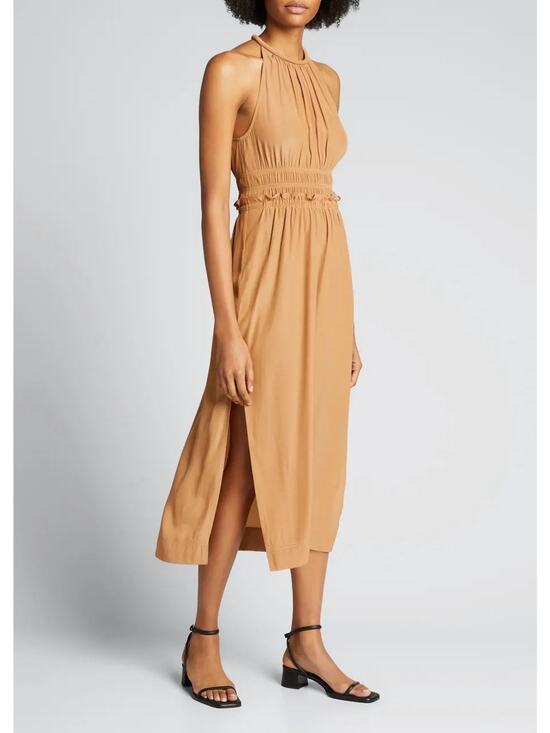 A.L.C. Dresses & Skirts - A.L.C. Women's Klara Haltered Tan Midi Summer Dress Size 2